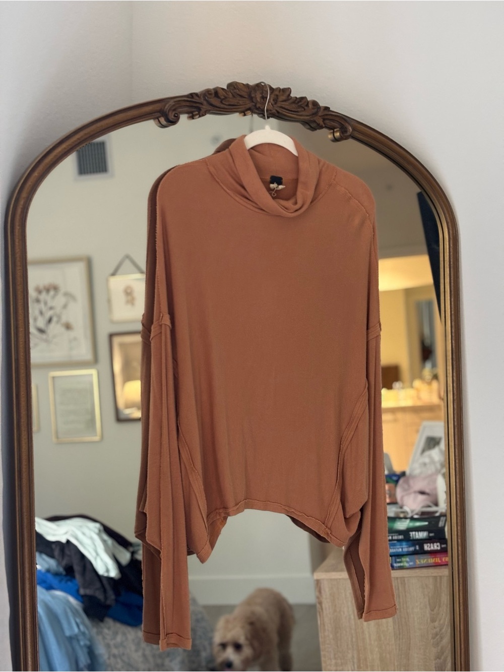 We The Free Rusty Terracotta Ribbed Turtleneck